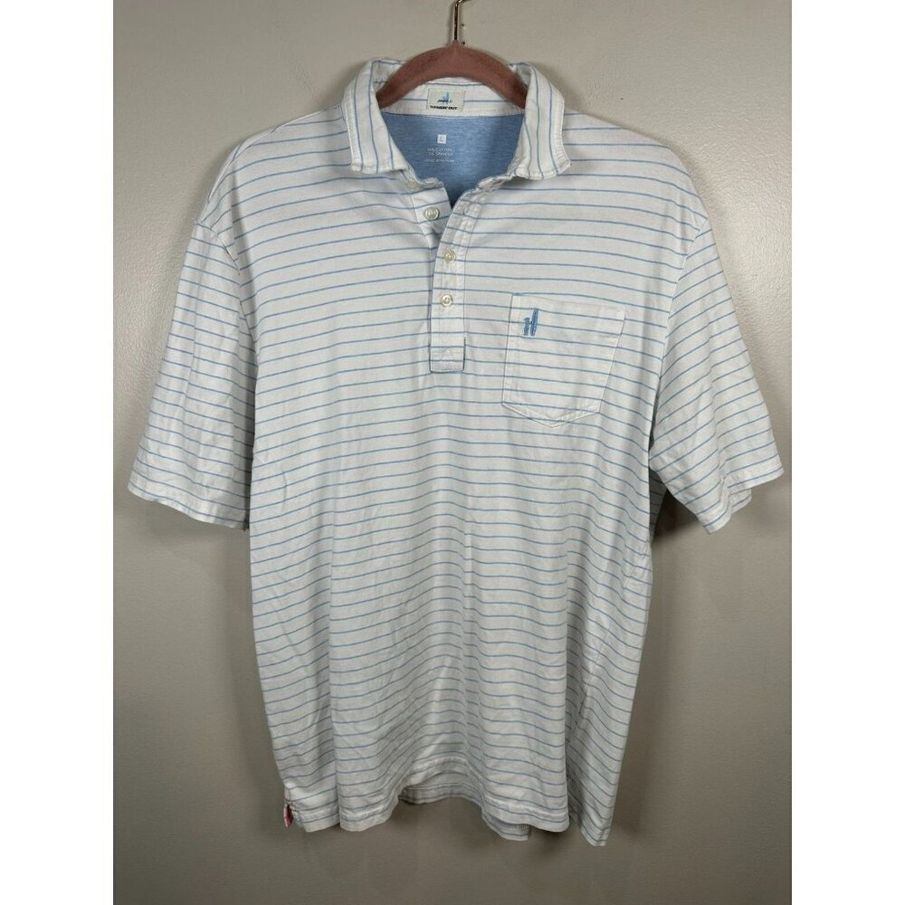 Johnnie-O Hanging Out Polo Short Sleeve Shirt Teal Pocket Preppy Size Large